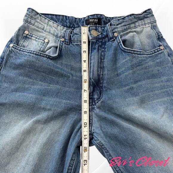 Boohoo Man Wide-Leg Jeans Blue Light Wash Vintage Style S 30 - Picture 8 of 8